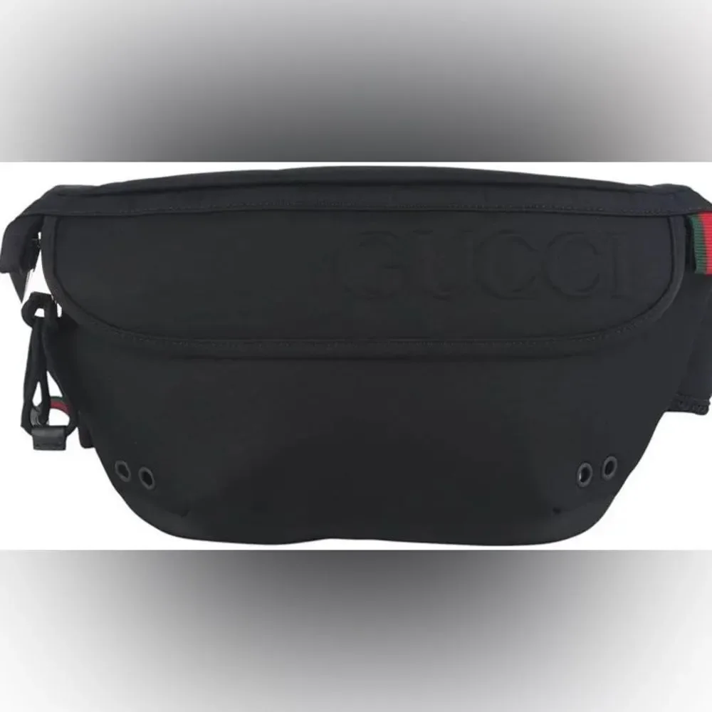 Gucci Nexus Web Interlocking Black Belt Bag Unisex NEW